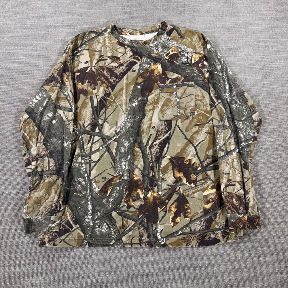 Outfitters Ridge Camo T-Shirt Mens XL Green Brown Excellent Fusion 3-D Pocket